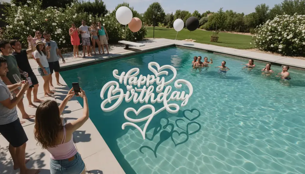 pool floating letters