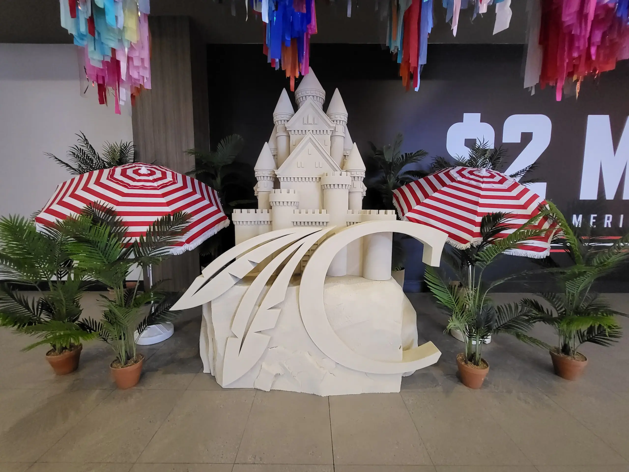 Exhibidor de espuma para marketing de eventos en el vestíbulo del casino